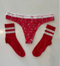 Worn/Used Gap Thong & Red/White Stripe Sock Combo 🤍❤️🤍