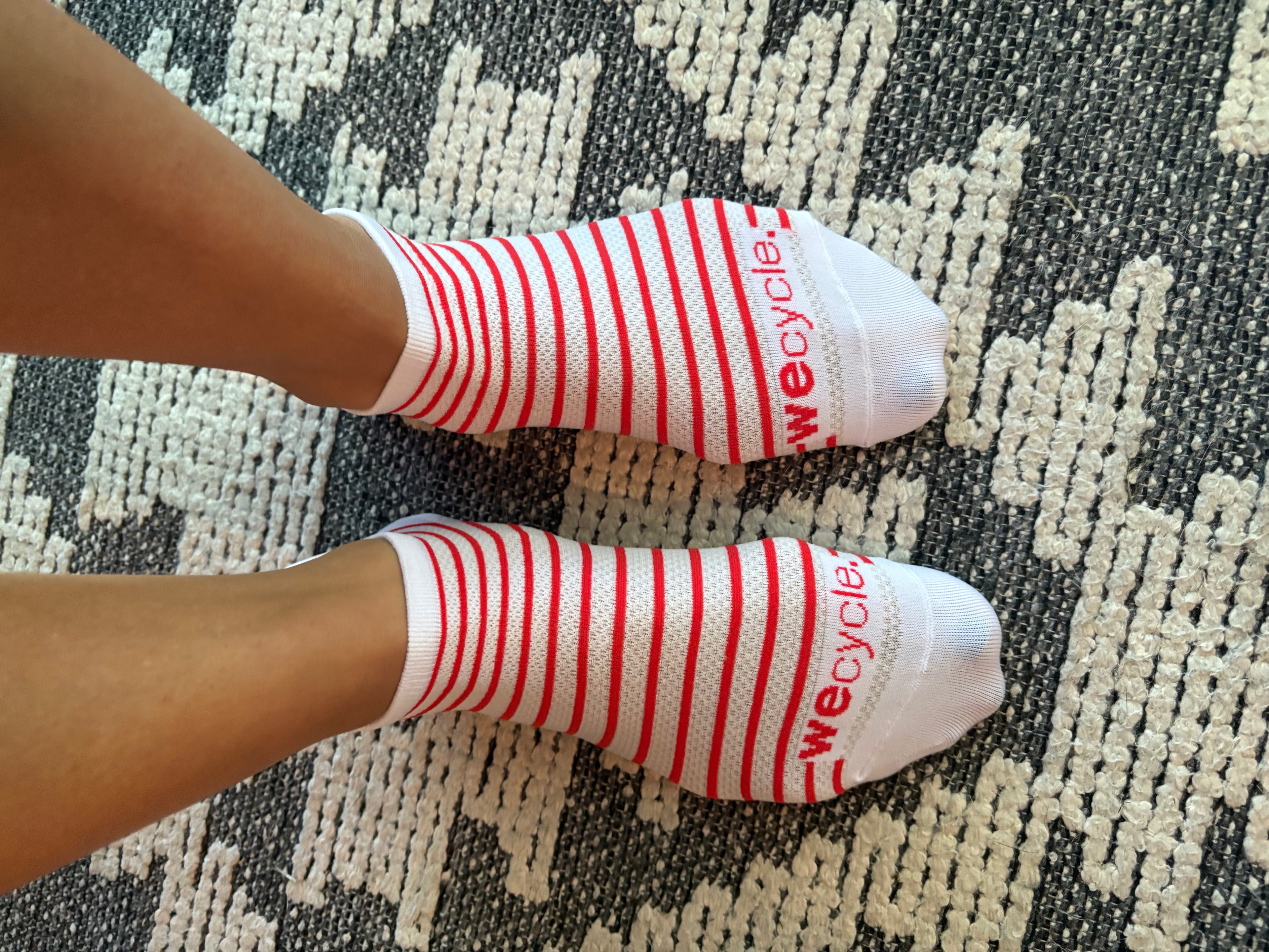 Well Worn Used We Cycle Socks ❤️🤍❤️