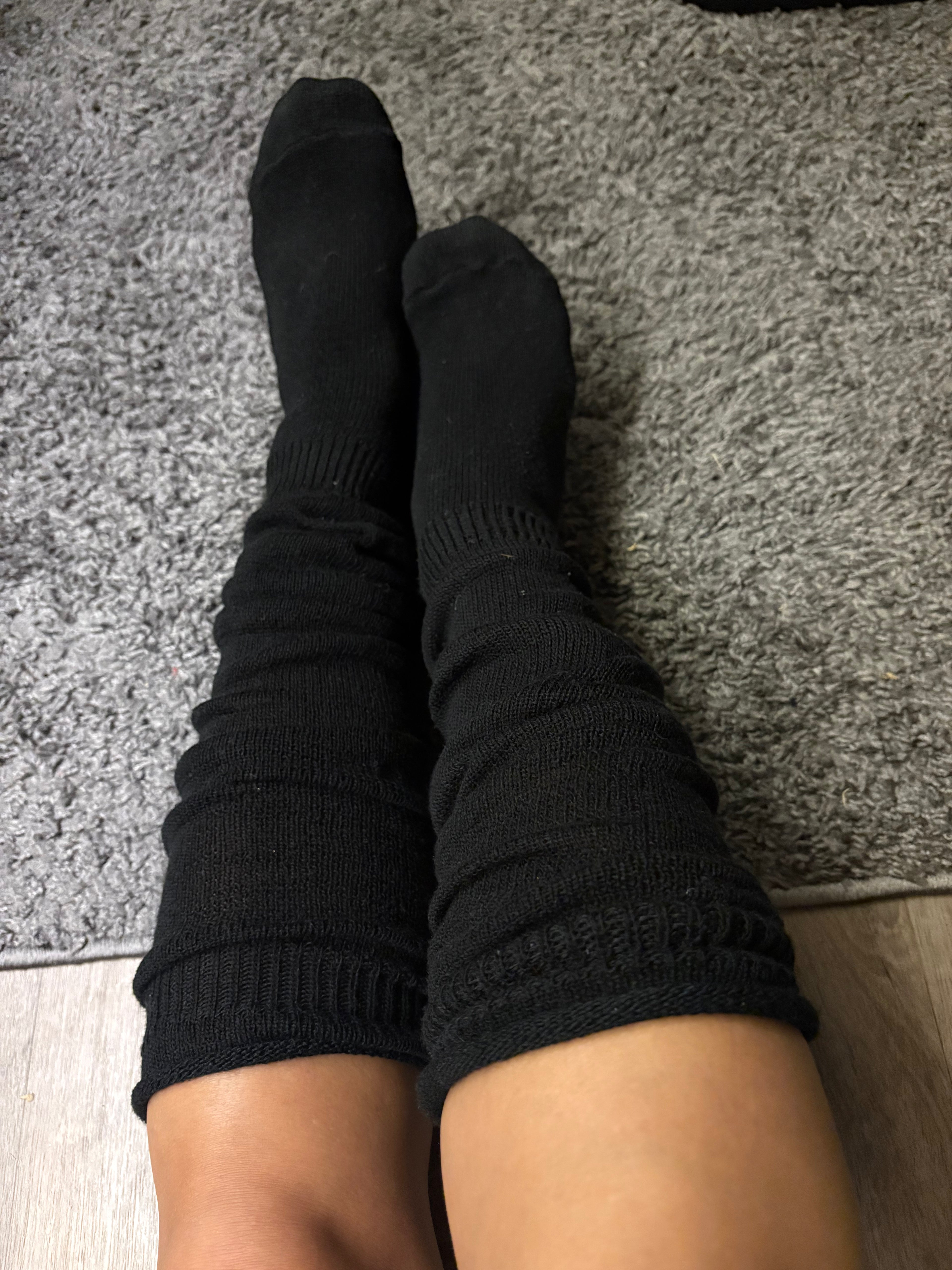 Worn/Used Cable Knit Knee High Socks 🖤
