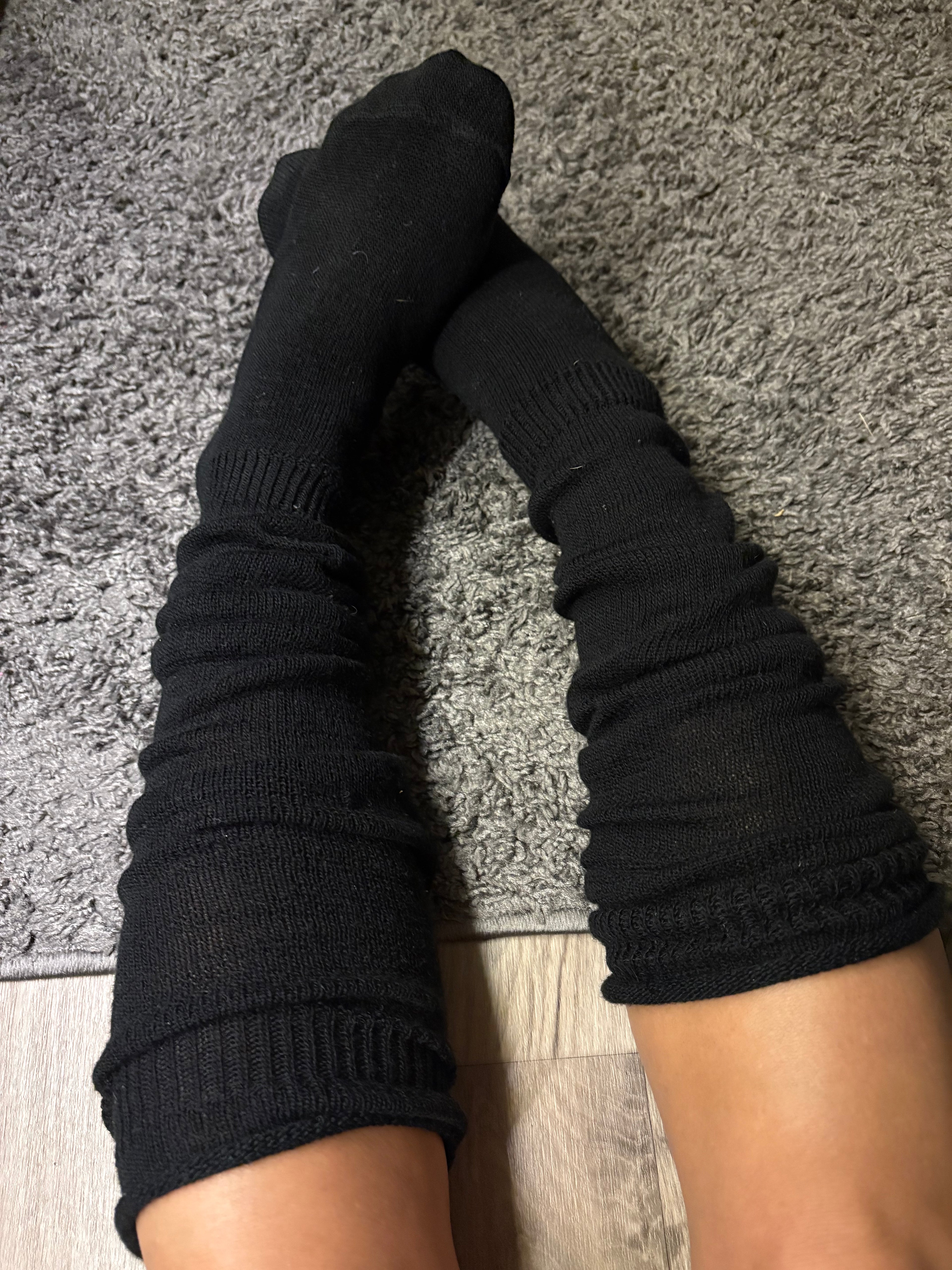 Worn/Used Cable Knit Knee High Socks 🖤