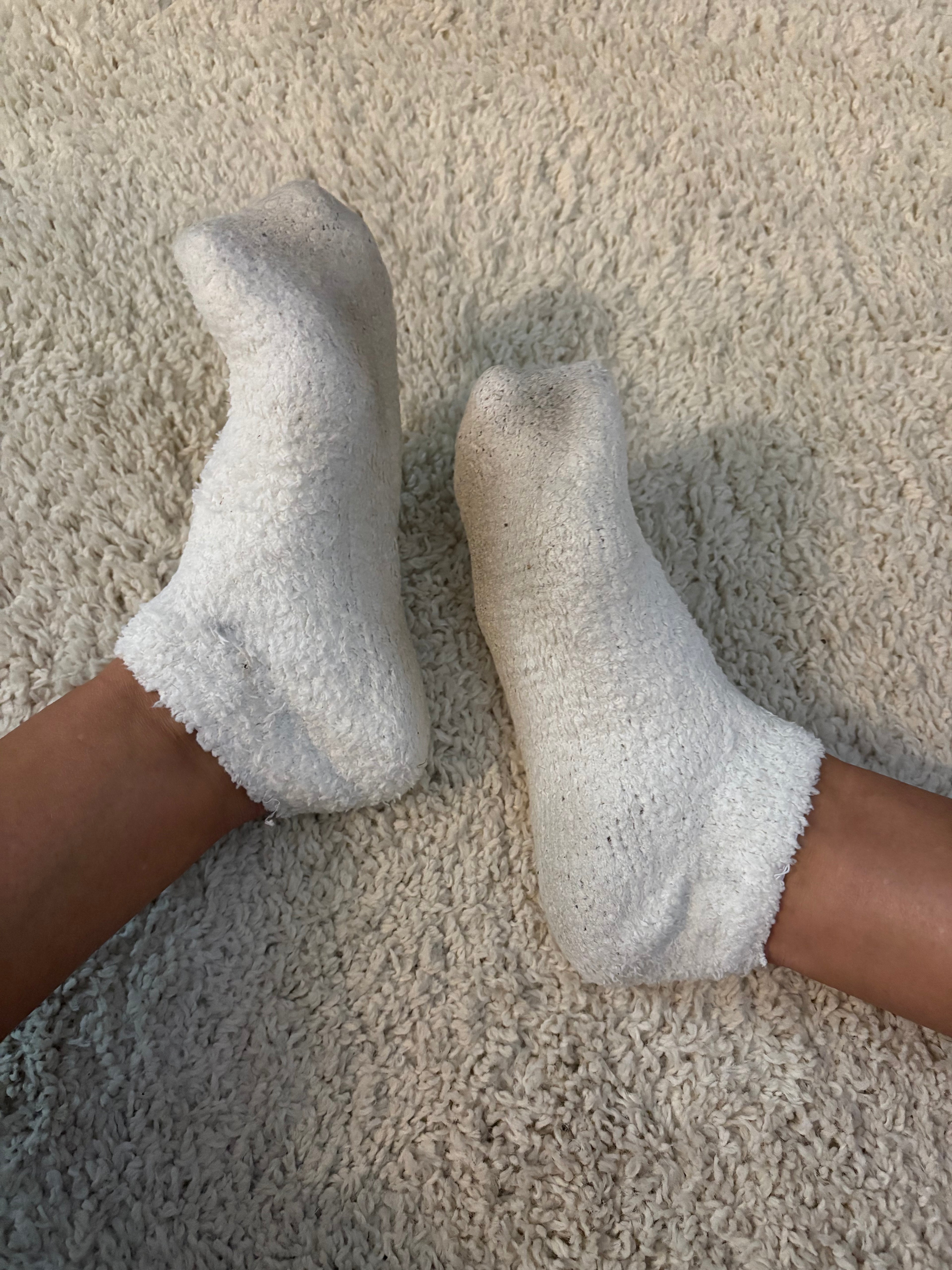 Worn/Used White Fuzzy Socks 🤍
