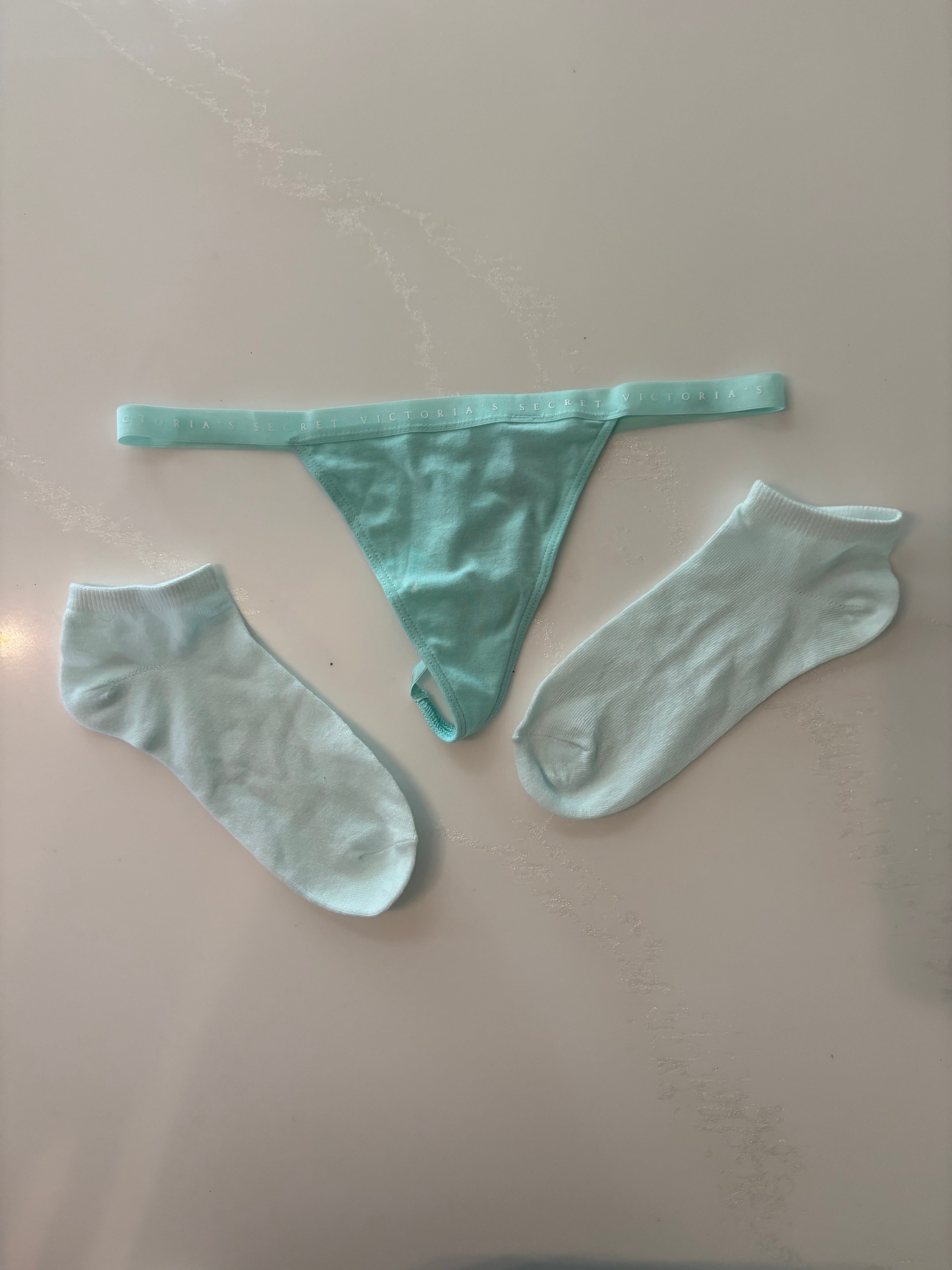 Used VS Thong & Matching Sock Combo 🩵